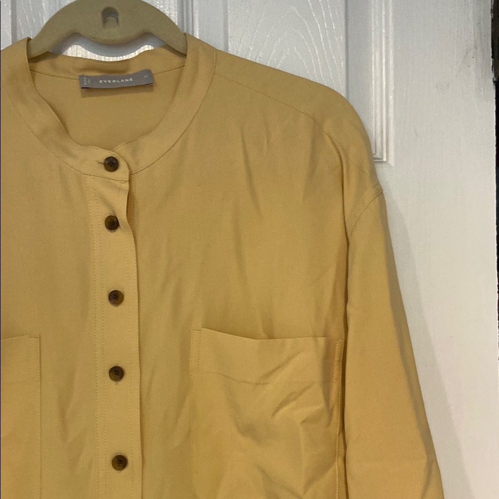 Everlane Silk Yellow Button-Up Shirt - Picture 9 of 11
